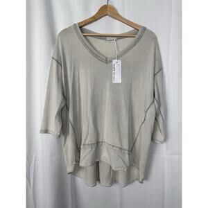 Made in Italy Women's Layered Hem Knit Tunic Top Beige One Size